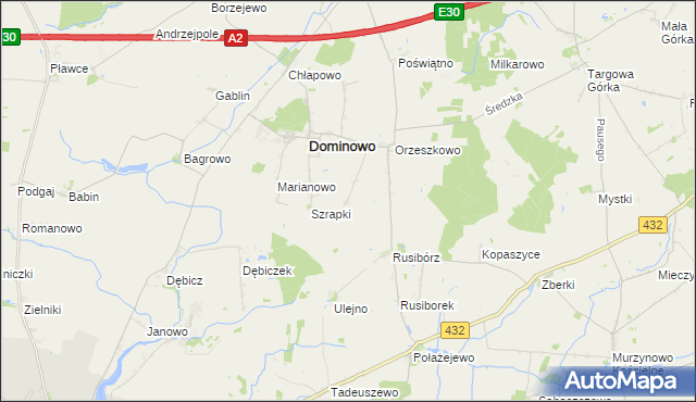 mapa Michałowo gmina Dominowo, Michałowo gmina Dominowo na mapie Targeo