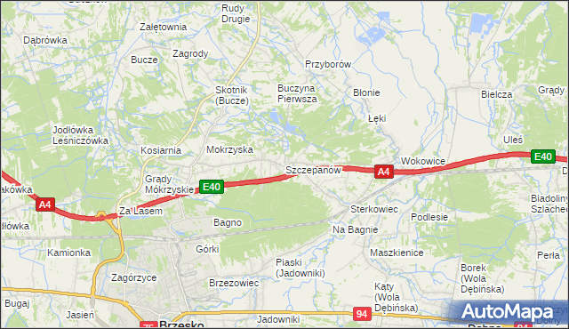 mapa Szczepanów gmina Brzesko, Szczepanów gmina Brzesko na mapie Targeo