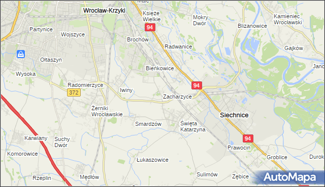mapa Zacharzyce, Zacharzyce na mapie Targeo
