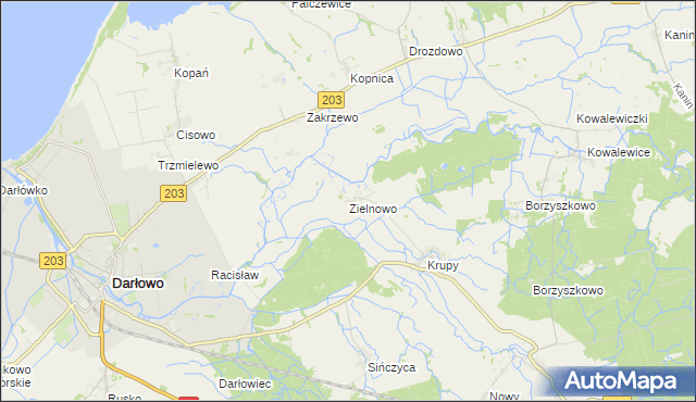 mapa Zielnowo gmina Darłowo, Zielnowo gmina Darłowo na mapie Targeo