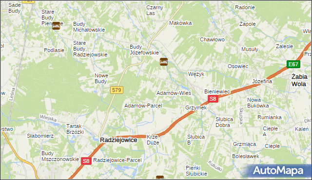 mapa Adamów-Wieś, Adamów-Wieś na mapie Targeo