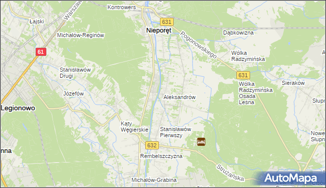 mapa Aleksandrów gmina Nieporęt, Aleksandrów gmina Nieporęt na mapie Targeo