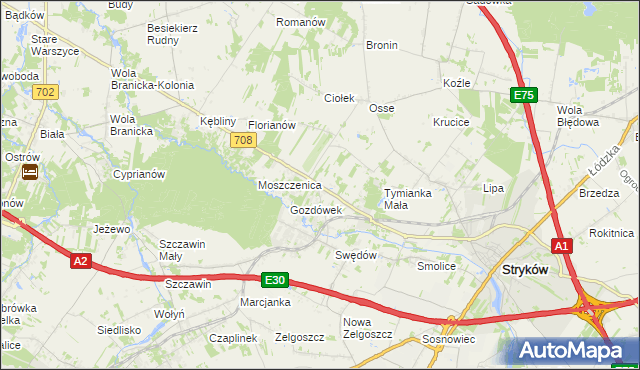 mapa Anielin Swędowski, Anielin Swędowski na mapie Targeo