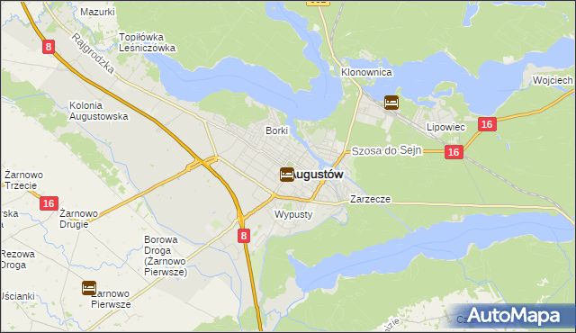 mapa Augustów, Augustów na mapie Targeo