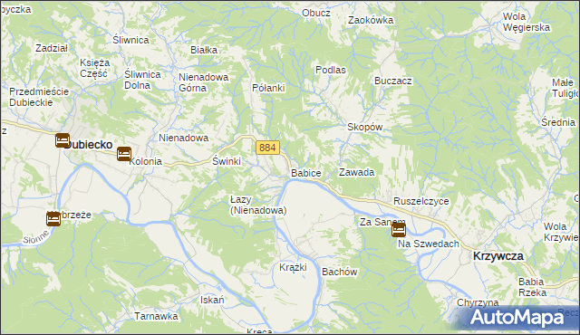 mapa Babice gmina Krzywcza, Babice gmina Krzywcza na mapie Targeo