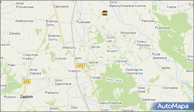 mapa Babiniec gmina Zadzim, Babiniec gmina Zadzim na mapie Targeo