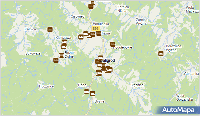 mapa Baligród, Baligród na mapie Targeo