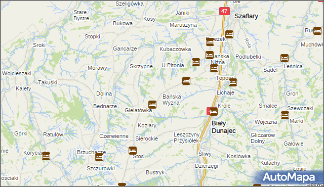 mapa Bańska Wyżna, Bańska Wyżna na mapie Targeo