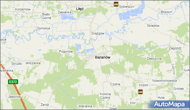 mapa Baranów powiat puławski, Baranów powiat puławski na mapie Targeo