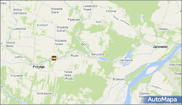 mapa Baryczka gmina Przyłęk, Baryczka gmina Przyłęk na mapie Targeo
