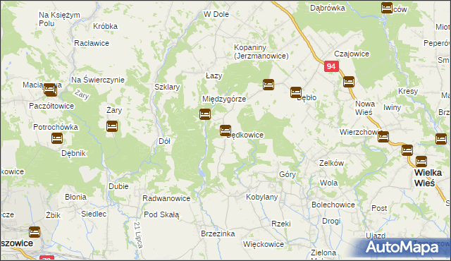 mapa Będkowice gmina Wielka Wieś, Będkowice gmina Wielka Wieś na mapie Targeo