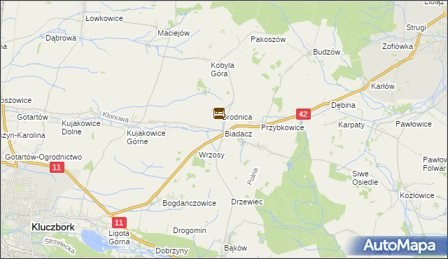 mapa Biadacz gmina Kluczbork, Biadacz gmina Kluczbork na mapie Targeo