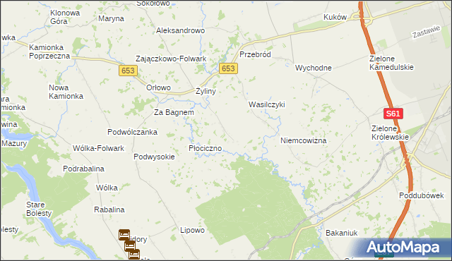 mapa Białe gmina Suwałki, Białe gmina Suwałki na mapie Targeo