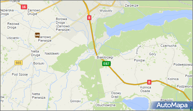 mapa Białobrzegi gmina Augustów, Białobrzegi gmina Augustów na mapie Targeo