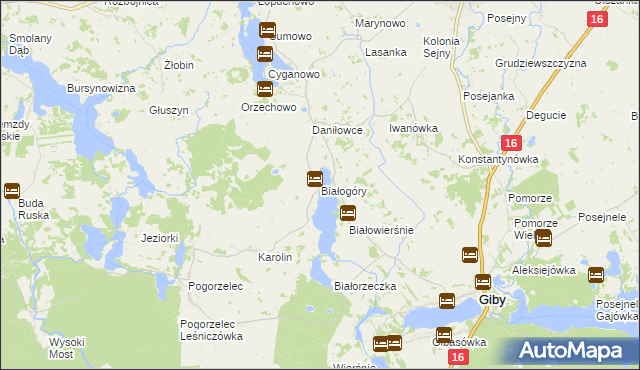 mapa Białogóry, Białogóry na mapie Targeo