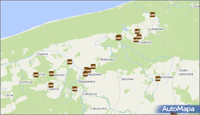 mapa Biebrowo, Biebrowo na mapie Targeo
