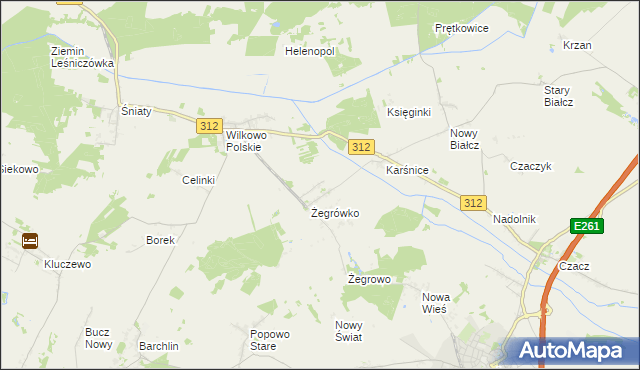 mapa Bielawy gmina Śmigiel, Bielawy gmina Śmigiel na mapie Targeo