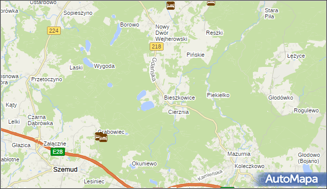 mapa Bieszkowice, Bieszkowice na mapie Targeo