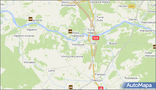 mapa Binduga gmina Sarnaki, Binduga gmina Sarnaki na mapie Targeo