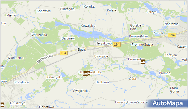 mapa Biskupice gmina Pobiedziska, Biskupice gmina Pobiedziska na mapie Targeo