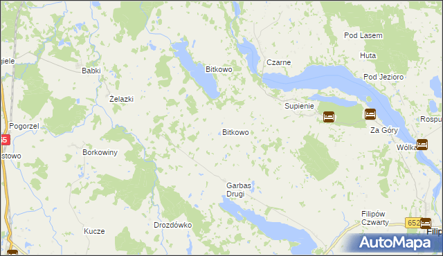 mapa Bitkowo gmina Filipów, Bitkowo gmina Filipów na mapie Targeo