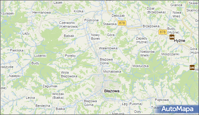 mapa Błażowa Dolna, Błażowa Dolna na mapie Targeo