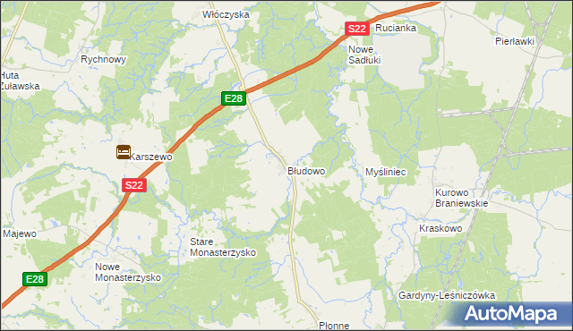 mapa Błudowo, Błudowo na mapie Targeo