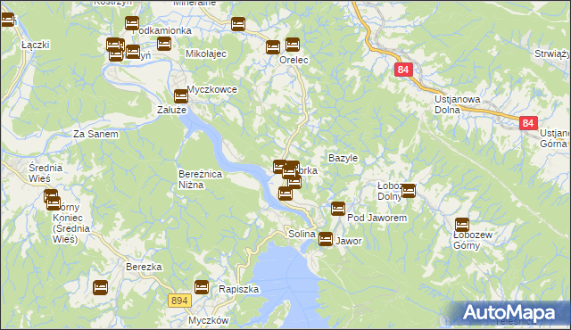 mapa Bóbrka gmina Solina, Bóbrka gmina Solina na mapie Targeo