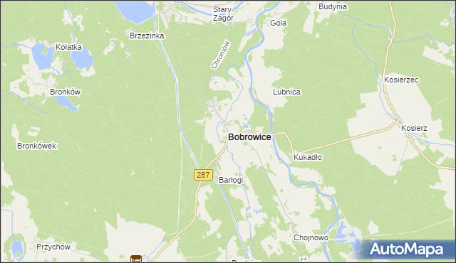 mapa Bobrowice powiat krośnieński, Bobrowice powiat krośnieński na mapie Targeo