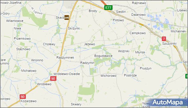 mapa Bogusławice gmina Płońsk, Bogusławice gmina Płońsk na mapie Targeo