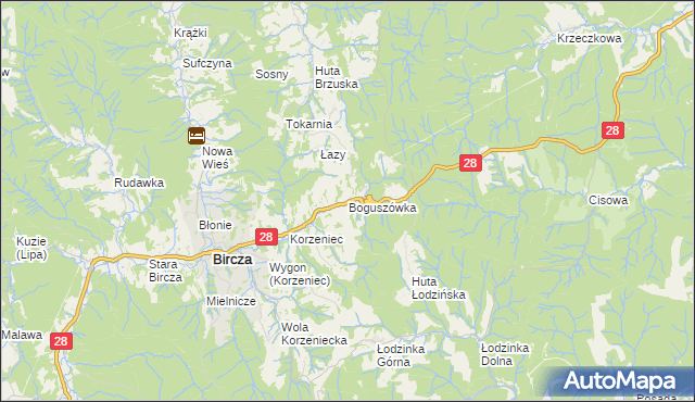 mapa Boguszówka gmina Bircza, Boguszówka gmina Bircza na mapie Targeo