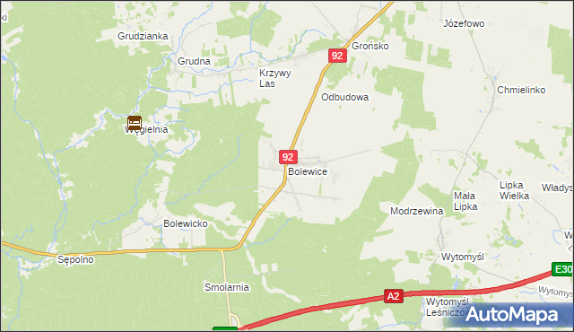 mapa Bolewice gmina Miedzichowo, Bolewice gmina Miedzichowo na mapie Targeo