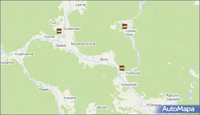 mapa Borki gmina Gródek, Borki gmina Gródek na mapie Targeo