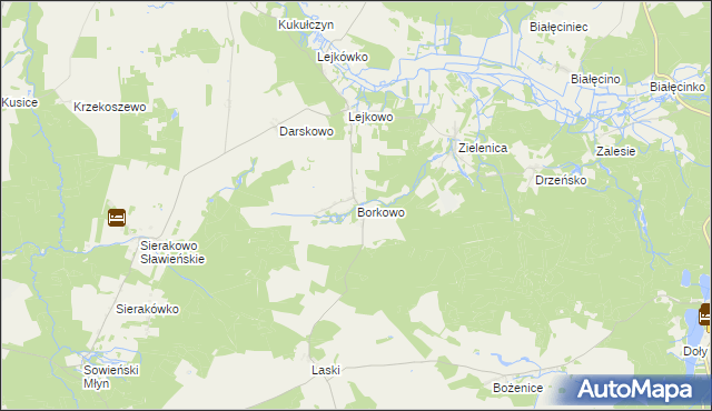 mapa Borkowo gmina Malechowo, Borkowo gmina Malechowo na mapie Targeo