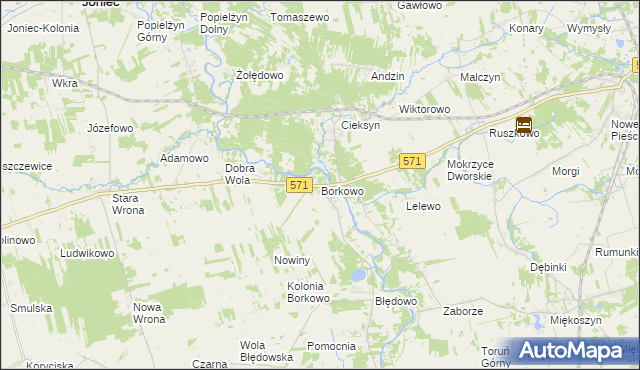 mapa Borkowo gmina Nasielsk, Borkowo gmina Nasielsk na mapie Targeo