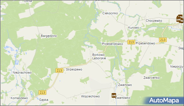 mapa Borkowo Lęborskie, Borkowo Lęborskie na mapie Targeo