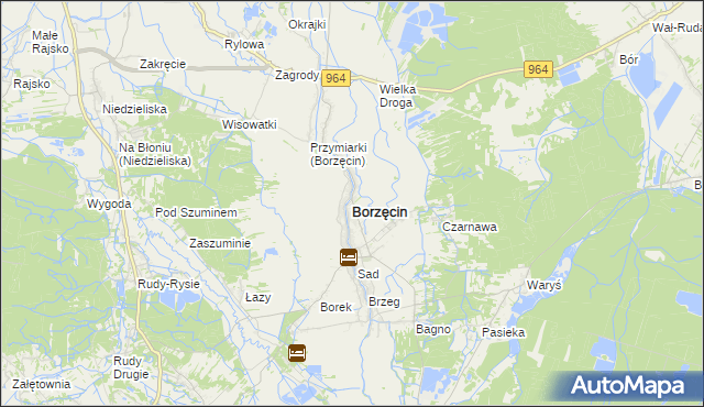 mapa Borzęcin powiat brzeski, Borzęcin powiat brzeski na mapie Targeo