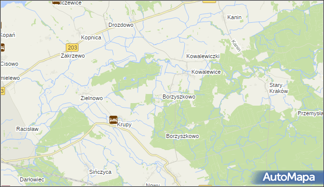 mapa Borzyszkowo gmina Darłowo, Borzyszkowo gmina Darłowo na mapie Targeo