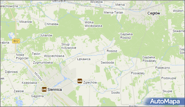 mapa Boża Wola gmina Siennica, Boża Wola gmina Siennica na mapie Targeo