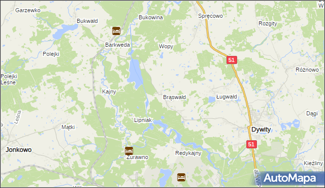 mapa Brąswałd, Brąswałd na mapie Targeo