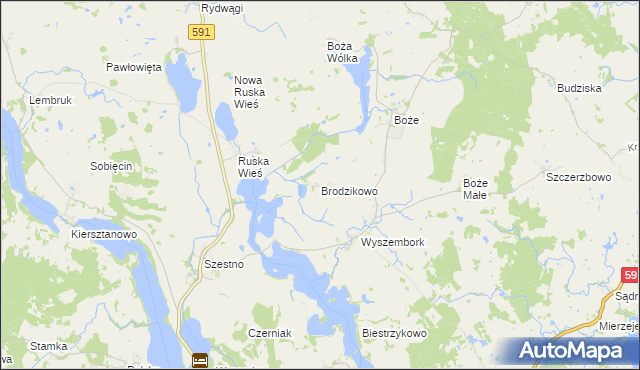 mapa Brodzikowo, Brodzikowo na mapie Targeo