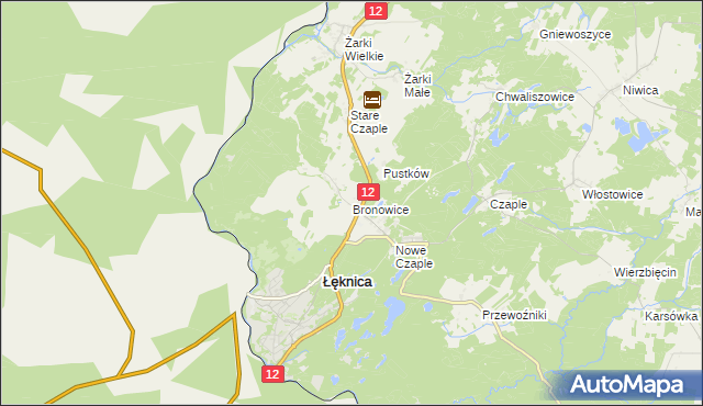 mapa Bronowice gmina Trzebiel, Bronowice gmina Trzebiel na mapie Targeo