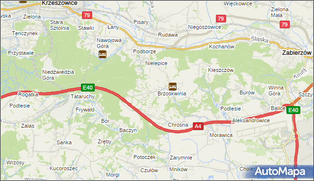 mapa Brzoskwinia, Brzoskwinia na mapie Targeo