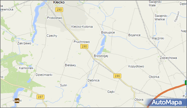 mapa Brzozogaj gmina Kłecko, Brzozogaj gmina Kłecko na mapie Targeo