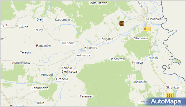 mapa Brzozowiec gmina Dubienka, Brzozowiec gmina Dubienka na mapie Targeo