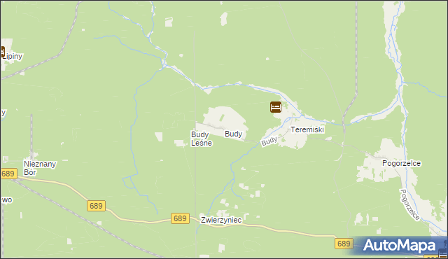 mapa Budy gmina Białowieża, Budy gmina Białowieża na mapie Targeo