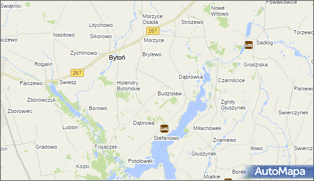 mapa Budzisław gmina Bytoń, Budzisław gmina Bytoń na mapie Targeo