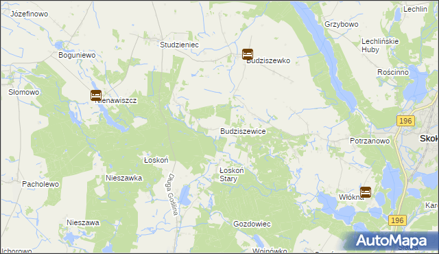 mapa Budziszewice gmina Skoki, Budziszewice gmina Skoki na mapie Targeo