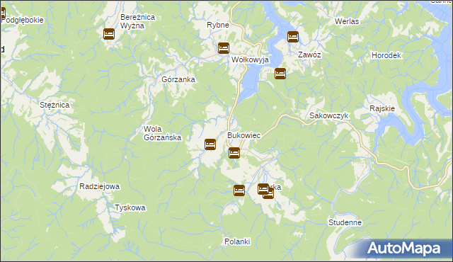 mapa Bukowiec gmina Solina, Bukowiec gmina Solina na mapie Targeo