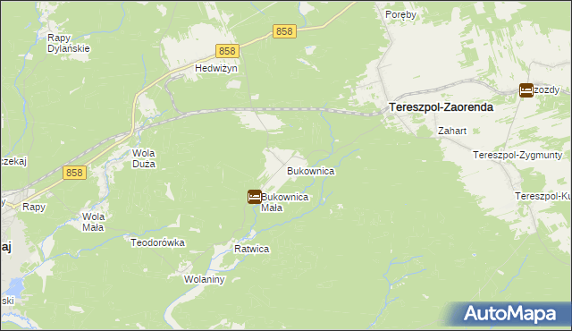 mapa Bukownica gmina Tereszpol, Bukownica gmina Tereszpol na mapie Targeo